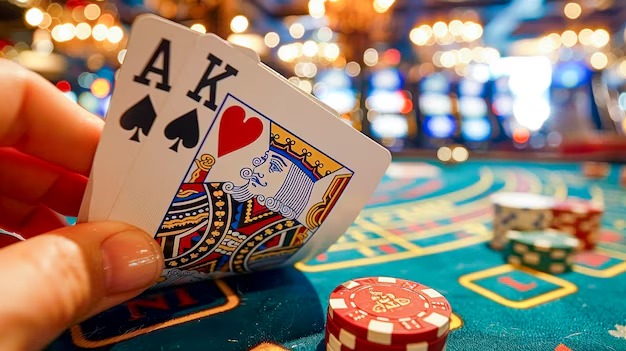 Domino QQ gameplay table interface on fischl platform showing tiles and player positions